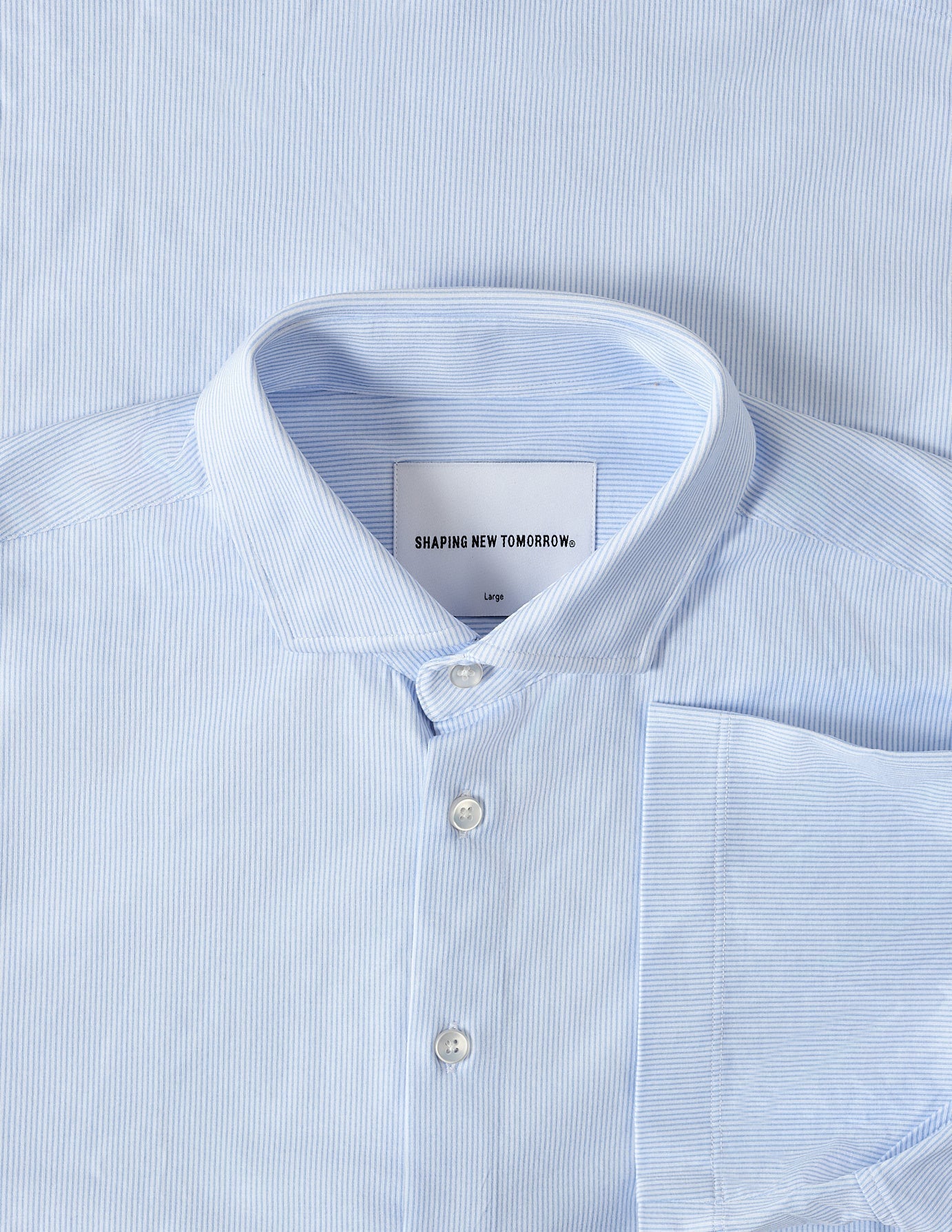 Classic Short Sleeve Shirt Light Blue Stripes